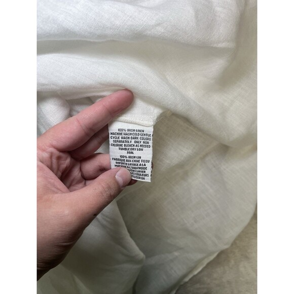 Eileen Fisher Long Sleeve Irish Linen Button Down Shirt White Sz L Lagenlook - Picture 7 of 10